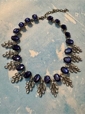 Aratta Cobalt and Clear Crystal Statement Necklace